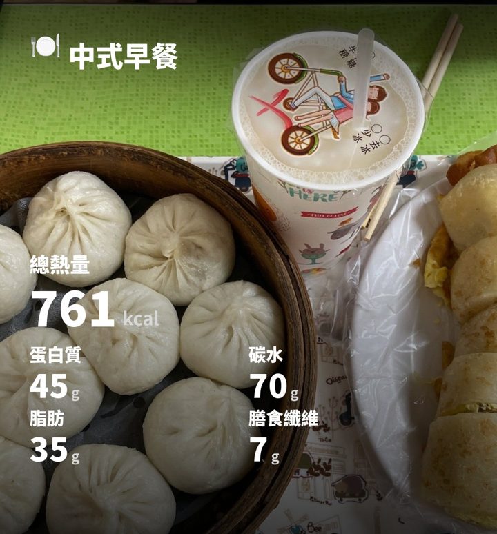 中式早餐拍立得分析圖 761 kcal